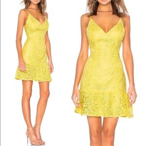 BB Dakota RSVP Gisel Ruffle Hem Lace Dress Yellow